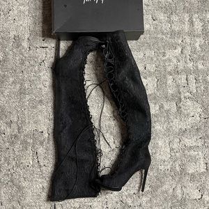 Black thigh, high boots, size 7